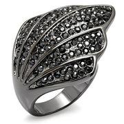 LO1624 - TIN Cobalt Black Brass Ring with Top Grade Crystal  in Jet-0