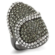 LO1626 - TIN Cobalt Black Brass Ring with Top Grade Crystal  in Black Diamond-0