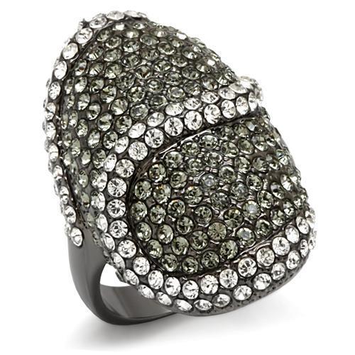 LO1626 - TIN Cobalt Black Brass Ring with Top Grade Crystal  in Black Diamond-0