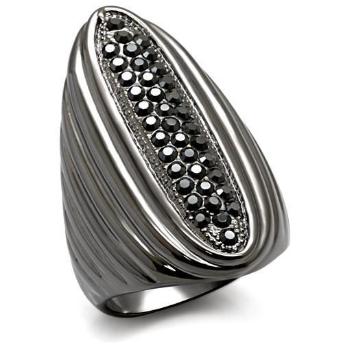 LO1628 - TIN Cobalt Black Brass Ring with Top Grade Crystal  in Jet-0