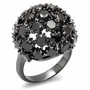 LO1631 - TIN Cobalt Black Brass Ring with AAA Grade CZ  in Jet-0