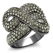 LO1634 - TIN Cobalt Black Brass Ring with Top Grade Crystal  in Black Diamond-0