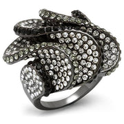 LO1635 - TIN Cobalt Black Brass Ring with Top Grade Crystal  in Multi Color-0