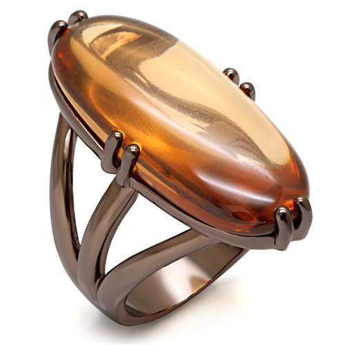 LO1648 - Chocolate Gold Brass Ring with AAA Grade CZ  in Champagne-0