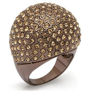 LO1652 - Chocolate Gold Brass Ring with Top Grade Crystal  in Citrine Yellow-0