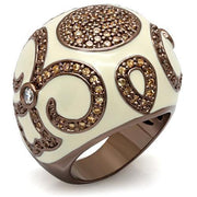 LO1656 - Chocolate Gold Brass Ring with AAA Grade CZ  in Champagne-0
