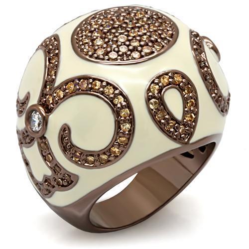 LO1656 - Chocolate Gold Brass Ring with AAA Grade CZ  in Champagne-0