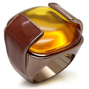LO1660 - Chocolate Gold Brass Ring with AAA Grade CZ  in Topaz-0