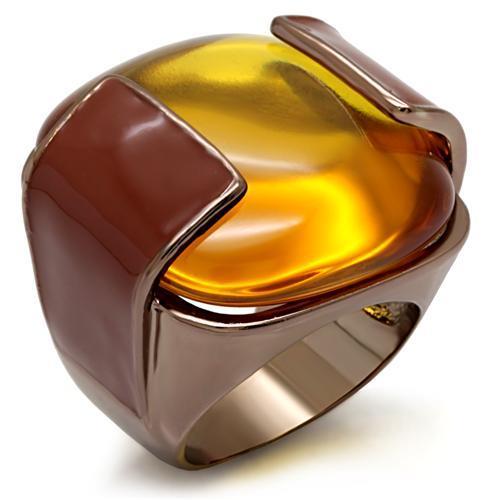 LO1660 - Chocolate Gold Brass Ring with AAA Grade CZ  in Topaz-0