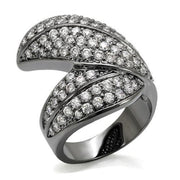 LO1667 - TIN Cobalt Black Brass Ring with AAA Grade CZ  in Clear-0