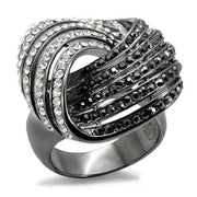 LO1670 - TIN Cobalt Black Brass Ring with Top Grade Crystal  in Jet-0