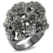LO1672 - TIN Cobalt Black Brass Ring with Top Grade Crystal  in Black Diamond-0