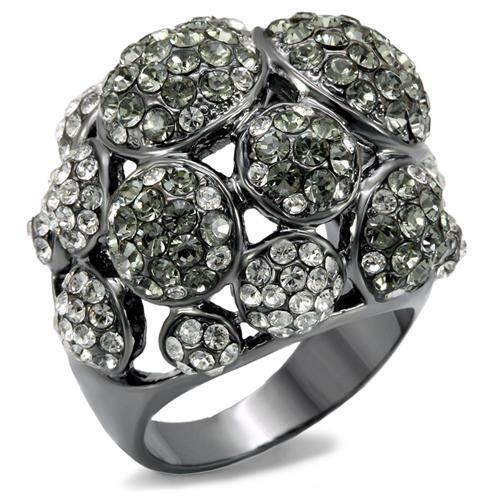 LO1672 - TIN Cobalt Black Brass Ring with Top Grade Crystal  in Black Diamond-0