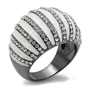 LO1673 - TIN Cobalt Black Brass Ring with Top Grade Crystal  in Clear-0