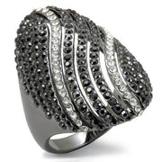 LO1674 - TIN Cobalt Black Brass Ring with Top Grade Crystal  in Jet-0