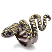 LO1683 - Chocolate Gold Brass Ring with Top Grade Crystal  in Multi Color-0