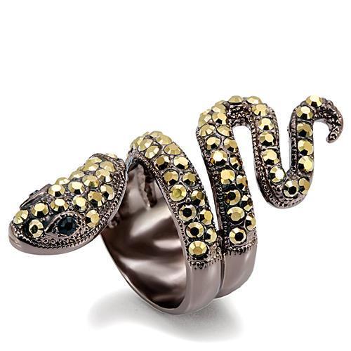 LO1683 - Chocolate Gold Brass Ring with Top Grade Crystal  in Multi Color-0