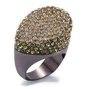 LO1693 - Chocolate Gold Brass Ring with Top Grade Crystal  in Citrine Yellow-0