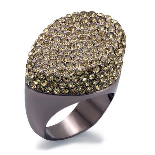 LO1693 - Chocolate Gold Brass Ring with Top Grade Crystal  in Citrine Yellow-0