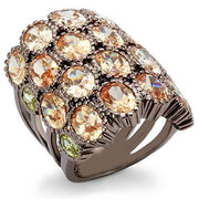 LO1696 - Chocolate Gold Brass Ring with AAA Grade CZ  in Multi Color-0