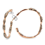 LO1854 - Rose Gold Brass Earrings with Top Grade Crystal  in Black Diamond-0