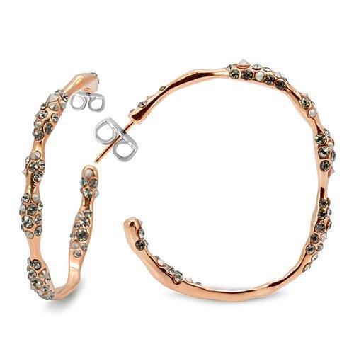 LO1854 - Rose Gold Brass Earrings with Top Grade Crystal  in Black Diamond-0