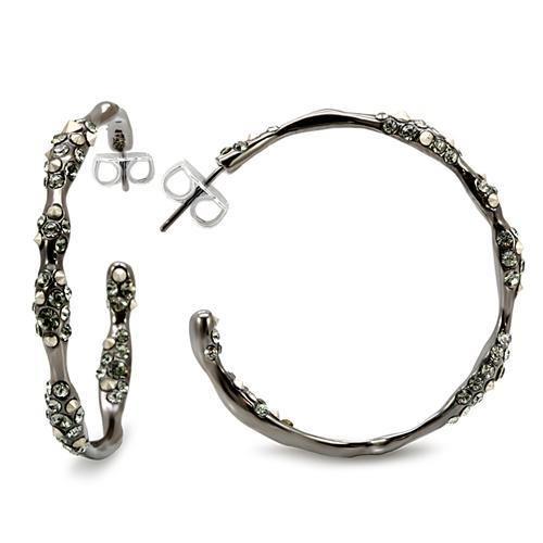 LO1856 - Ruthenium Brass Earrings with Top Grade Crystal  in Black Diamond-0