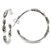LO1857 - Rhodium Brass Earrings with Top Grade Crystal  in Black Diamond-0