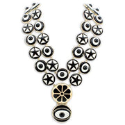LO1861 - Gold Brass Necklace with Synthetic Synthetic Stone in Jet-0