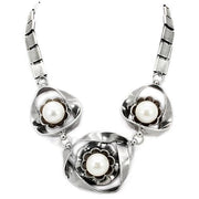 LO1867 - Antique Silver White Metal Necklace with Synthetic Pearl in White-0