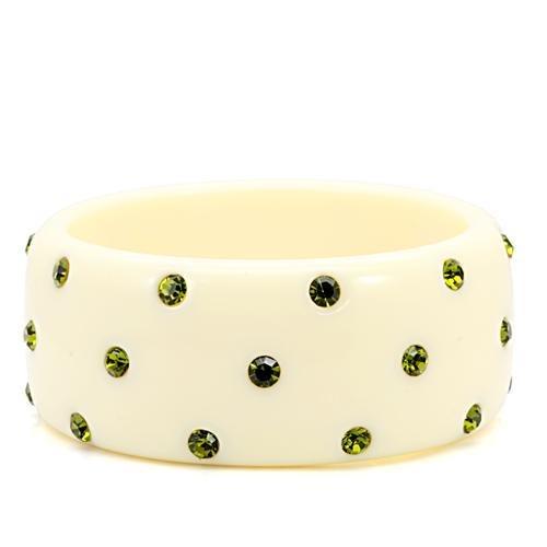 LO1904 -  Resin Bangle with Top Grade Crystal  in Olivine color-0