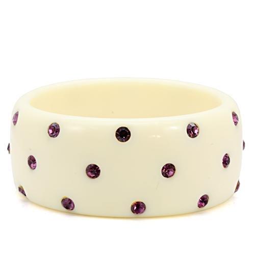 LO1906 -  Resin Bangle with Top Grade Crystal  in Amethyst-0