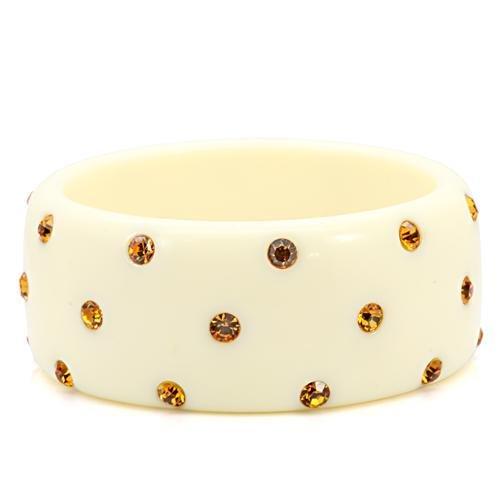 LO1908 -  Resin Bangle with Top Grade Crystal  in Topaz-0