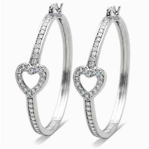 LO1941 - Rhodium Brass Earrings with AAA Grade CZ  in Clear-0