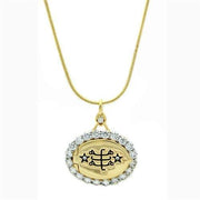 LO1943 - Gold+Rhodium Brass Chain Pendant with AAA Grade CZ  in Clear-0