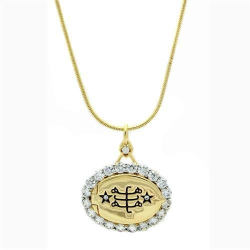 LO1943 - Gold+Rhodium Brass Chain Pendant with AAA Grade CZ  in Clear-0