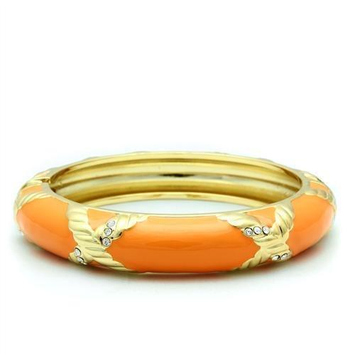 LO1956 - Gold White Metal Bangle with Top Grade Crystal  in Clear-0