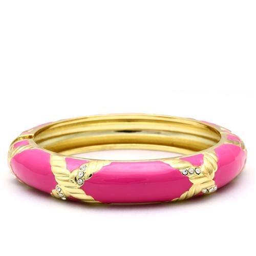 LO1957 - Gold White Metal Bangle with Top Grade Crystal  in Clear-1