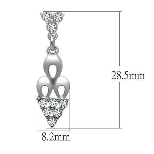 LO1969 - Rhodium White Metal Earrings with Top Grade Crystal  in Clear-1