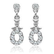 LO1974 - Rhodium White Metal Earrings with Top Grade Crystal  in Clear-0