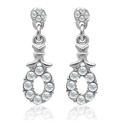 LO1974 - Rhodium White Metal Earrings with Top Grade Crystal  in Clear-0