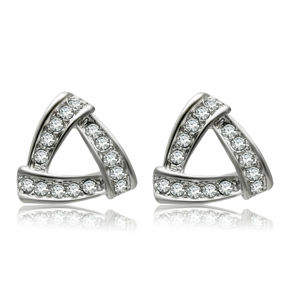 LO1975 - Rhodium White Metal Earrings with Top Grade Crystal  in Clear-0