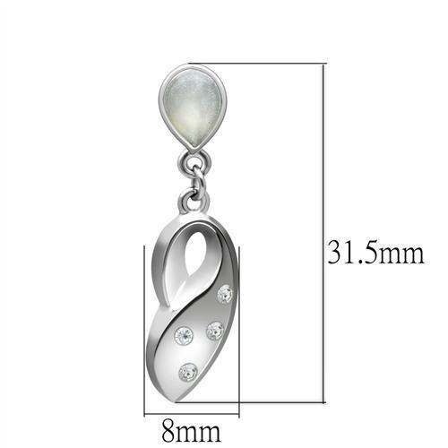 LO1978 - Rhodium White Metal Earrings with Top Grade Crystal  in Clear-1