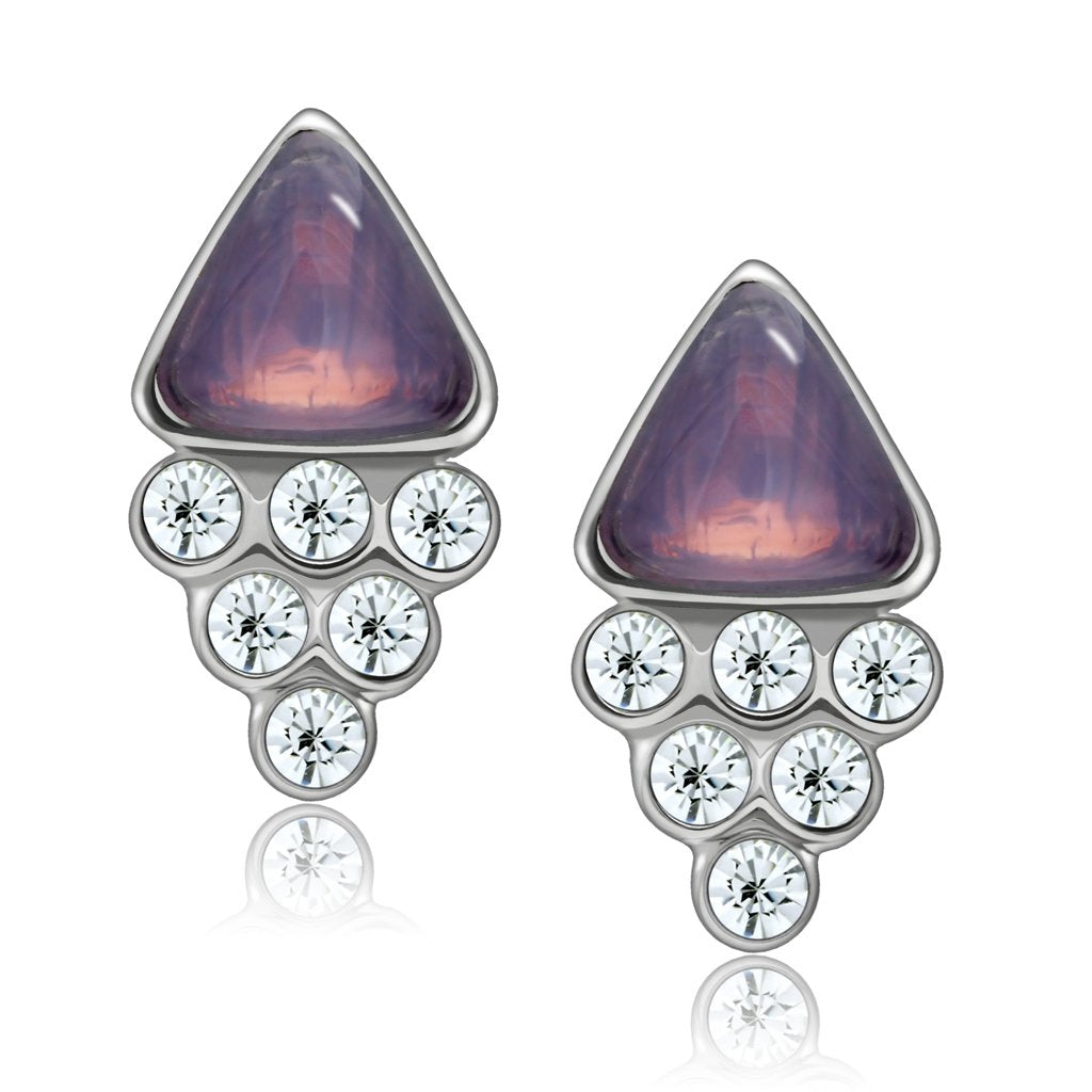 LO1979 - Rhodium White Metal Earrings with Top Grade Crystal  in Clear-0