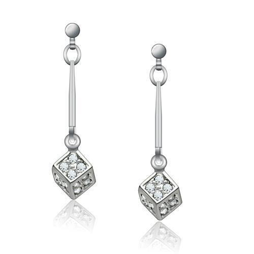 LO1981 - Rhodium White Metal Earrings with Top Grade Crystal  in Clear-0