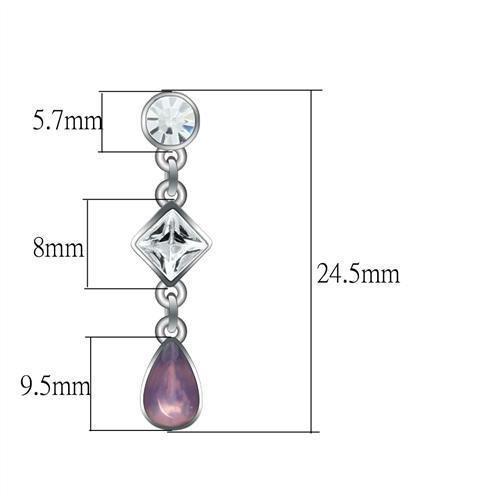 LO1983 - Rhodium White Metal Earrings with Top Grade Crystal  in Clear-1