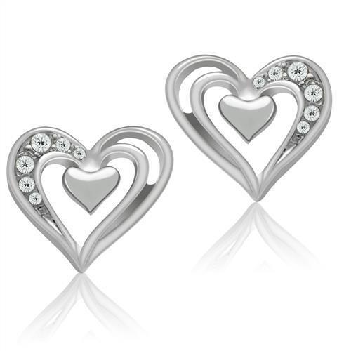 LO1985 - Rhodium White Metal Earrings with Top Grade Crystal  in Clear-0