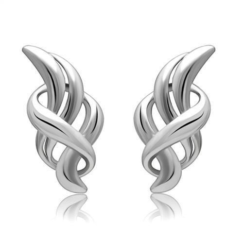 LO1991 - Rhodium White Metal Earrings with No Stone-0