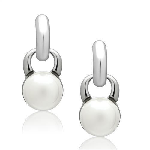 LO1998 - Rhodium White Metal Earrings with Top Grade Crystal  in White-0