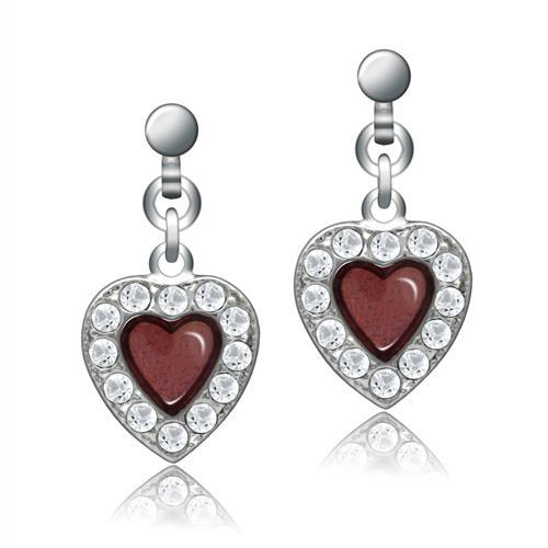 LO2000 - Rhodium White Metal Earrings with Top Grade Crystal  in Clear-0